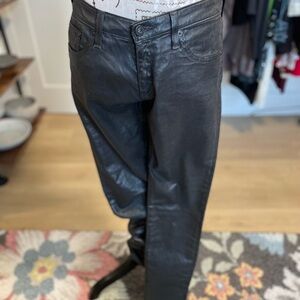 Ag Adriano Goldschmied Black Leather Trousers